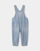 Baby Girl Denim Patch Overalls - Light Wash, image 3 of 6 slides