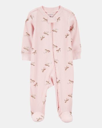 Baby 2-Pack  Ribbed 2-Way Zip Sleep & Play Pajamas - Pink/Purple, 