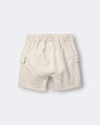 Toddler Boy French Terry Cargo Short with Pockets - Cream, image 6 of 7 slides