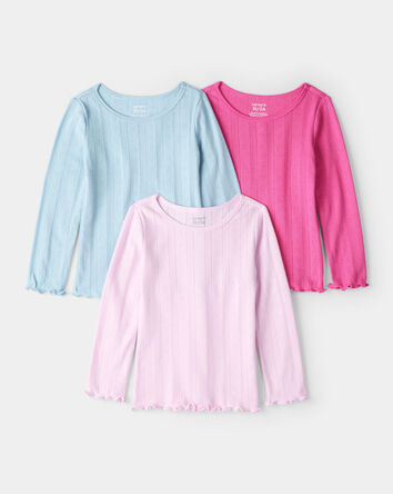 Toddler Girl 3-Pack Long-Sleeve Tops - Pink/Blue, 