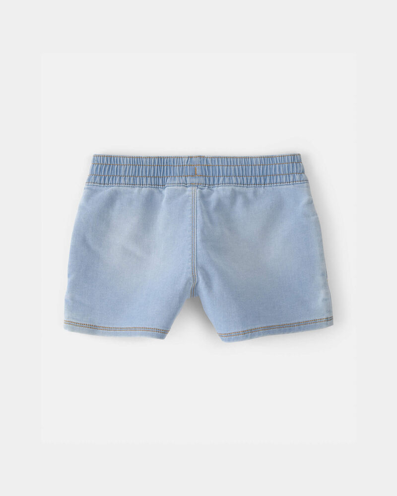 Girls Denim Drawstring Pull-On Shorts - Light Wash, image 2 of 4 slides