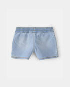 Girls Denim Drawstring Pull-On Shorts - Light Wash, image 2 of 4 slides