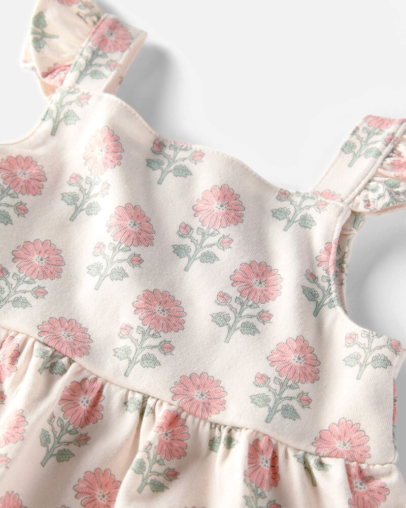 Baby Girl Organic Cotton Tiered Dress in Rosebud Petal Print , image 5 of 6 slides