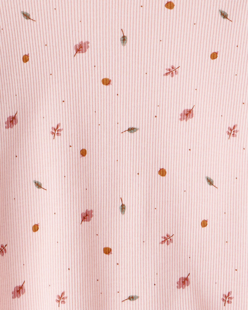 Baby Girl 2-Piece Leaf Print Cotton Long-Sleeve Tee & Pant Set - Pink, image 2 of 3 slides