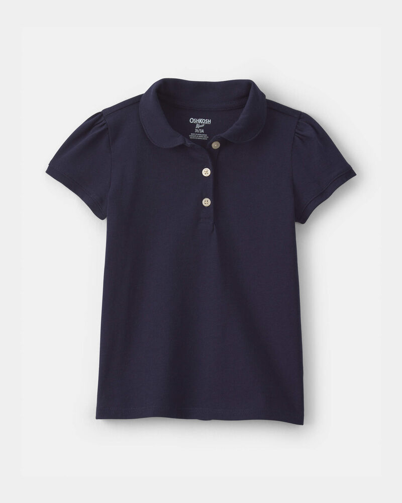 Toddler Girl 2-Pack Uniform Polo Shirts - Navy, image 2 of 3 slides
