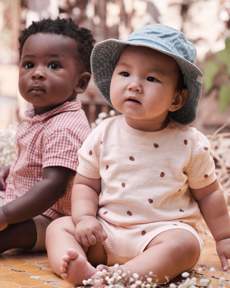 Baby Boy 2-Piece Top & Short Set Made with Organic Cotton in Red Gingham, image 2 of 8 slides