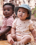 Baby Boy 2-Piece Top & Short Set Made with Organic Cotton in Red Gingham, image 2 of 8 slides