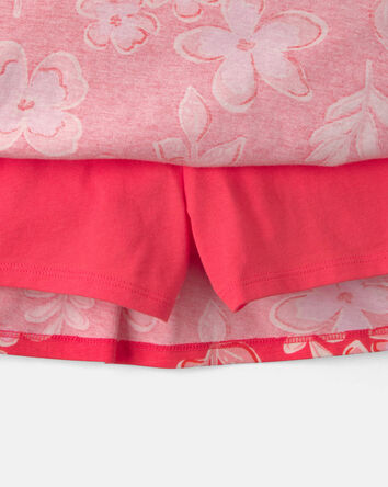 Girls Tropical Floral Skort - Coral, 
