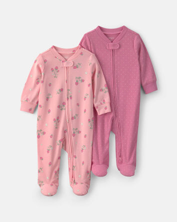 Baby Girl 2-Pack Strawberry Sleep & Play Pajamas - Pink, 