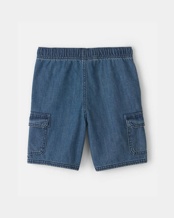 Boys Denim Cargo Shorts - Dark Wash, 