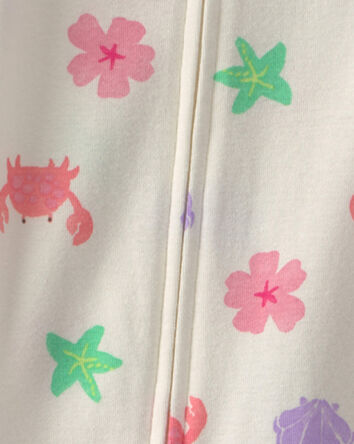 Toddler Girl Beach 100% Cotton 1-Piece Pajama - Cream, 