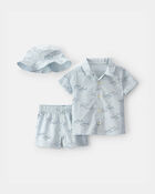 Baby Boy 3-Piece Shark Top & Short Set - Blue, image 1 of 3 slides