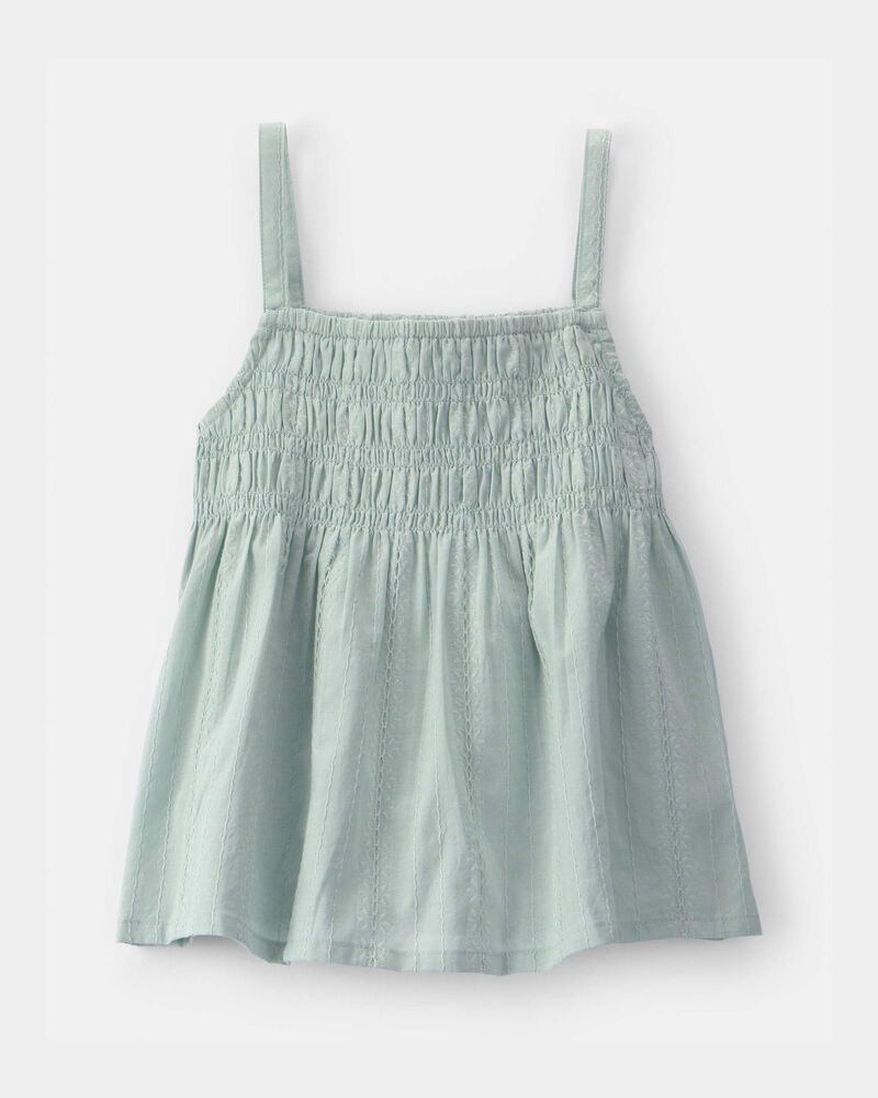 Girls Smocked Tank Top - Green, image 1 of 4 slides