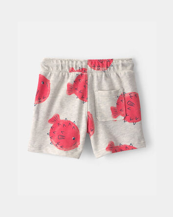 Toddler Boy Pufferfish French Terry Shorts - Grey/Red, 