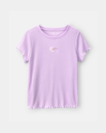 Girls Moon Rib Loose Fit 2-Piece Pajama Set - Purple, 