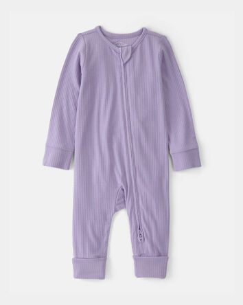 Baby Girl 2-Way Zip PurelySoft Sleep & Play Pajama - Purple, 