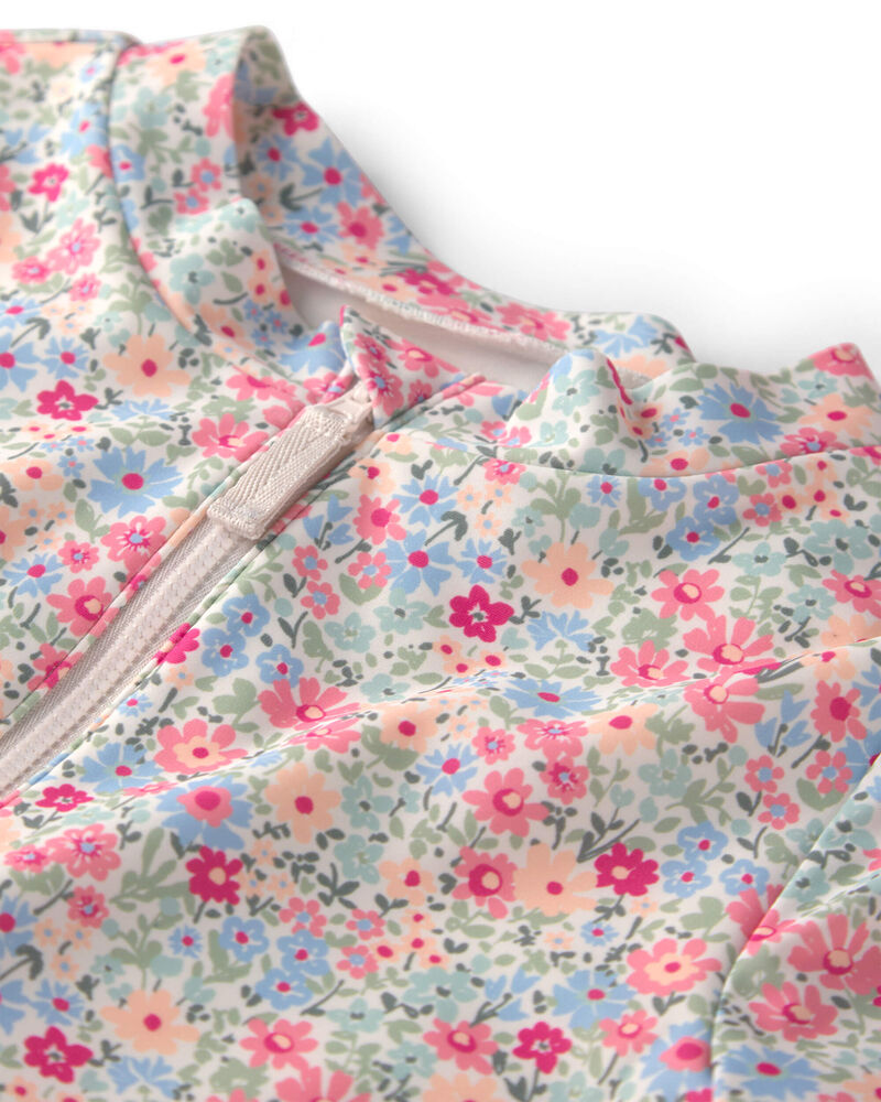 Girls Recycled Rashguard Swimsuit in Meadow Mix, image 3 of 5 slides