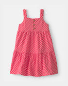Baby Girl Gingham Tiered Dress - Coral, image 1 of 5 slides