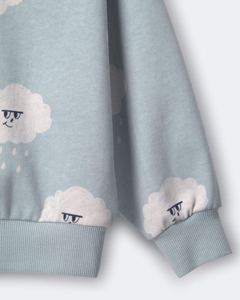 Toddler Wide-Arm Sweatshirt in Rain Cloud Print - Pale Blue, image 6 of 6 slides