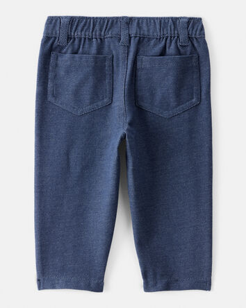 Baby Girl Faux Denim Pants - Navy Blue, 