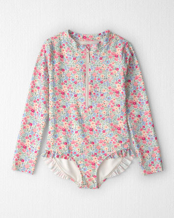 Girls Recycled Rashguard Swimsuit in Meadow Mix, 
