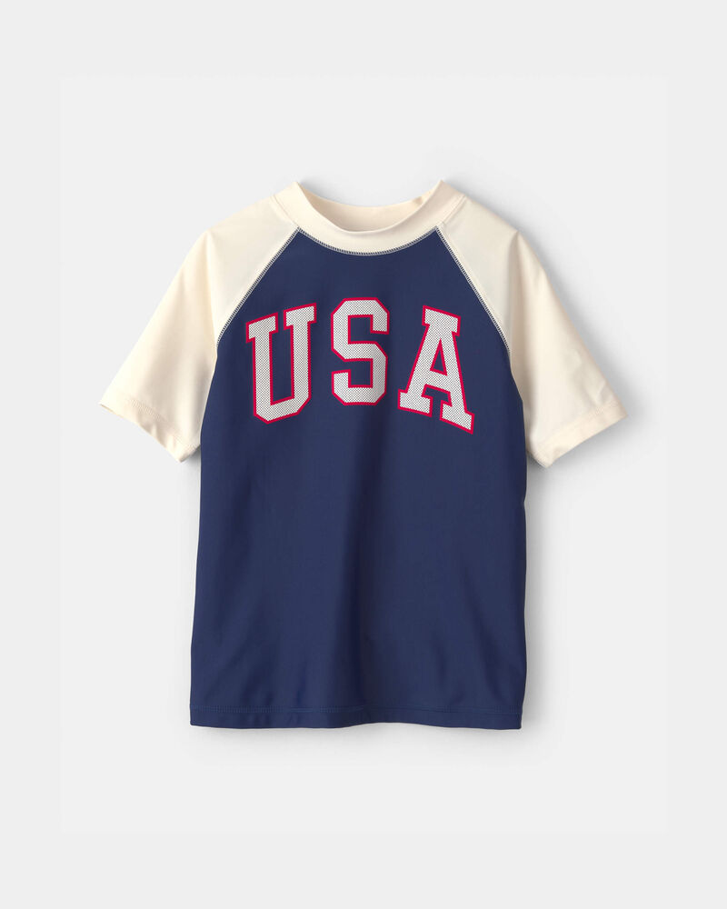 Boys 'USA' Short-Sleeve Rashguard - Red/White/Blue, image 1 of 4 slides