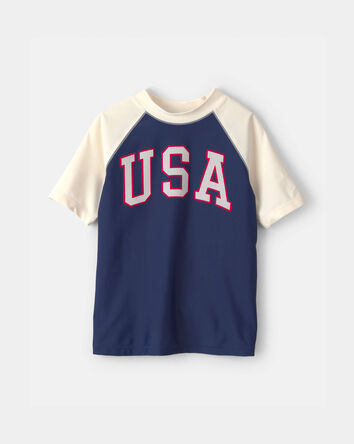 Boys 'USA' Short-Sleeve Rashguard - Red/White/Blue, 