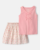 Girls 2-Piece Floral Sleeveless Top & Skort Set - Pink, image 1 of 5 slides