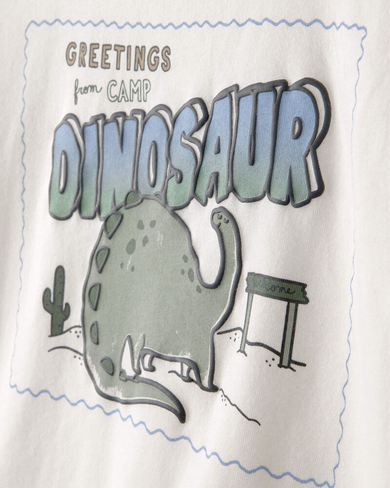 Toddler Boy 2-Piece Dinosaur Long-Sleeve Graphic Tee & Jogger Set - Cream/Blue, image 3 of 7 slides