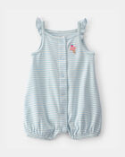 Baby Girl Striped Ice Cream Romper - Blue/White, image 1 of 3 slides