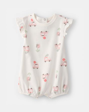 Baby Girl Ice Cream Truck Short-Sleeve Romper - White, 