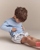 Toddler Pizza Long-Sleeve Relaxed Tee - Blue, image 5 of 6 slides