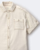 Toddler Boy Button-Down Short-Sleeve Shirt - Cream, image 4 of 6 slides
