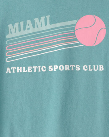 Girls 'Miami Sports Club' Graphic Tee - Blue, 