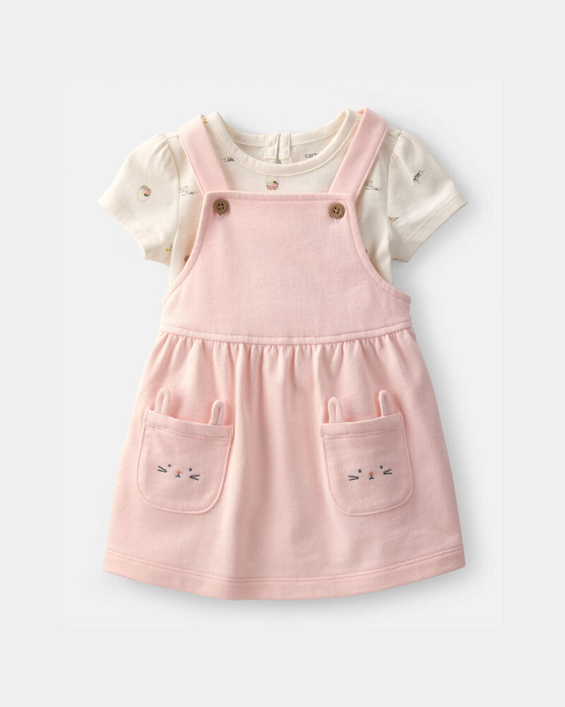 Baby Girl 2-Piece Easter Bunny Jumper Set - Pink/Ivory, image 1 of 6 slides