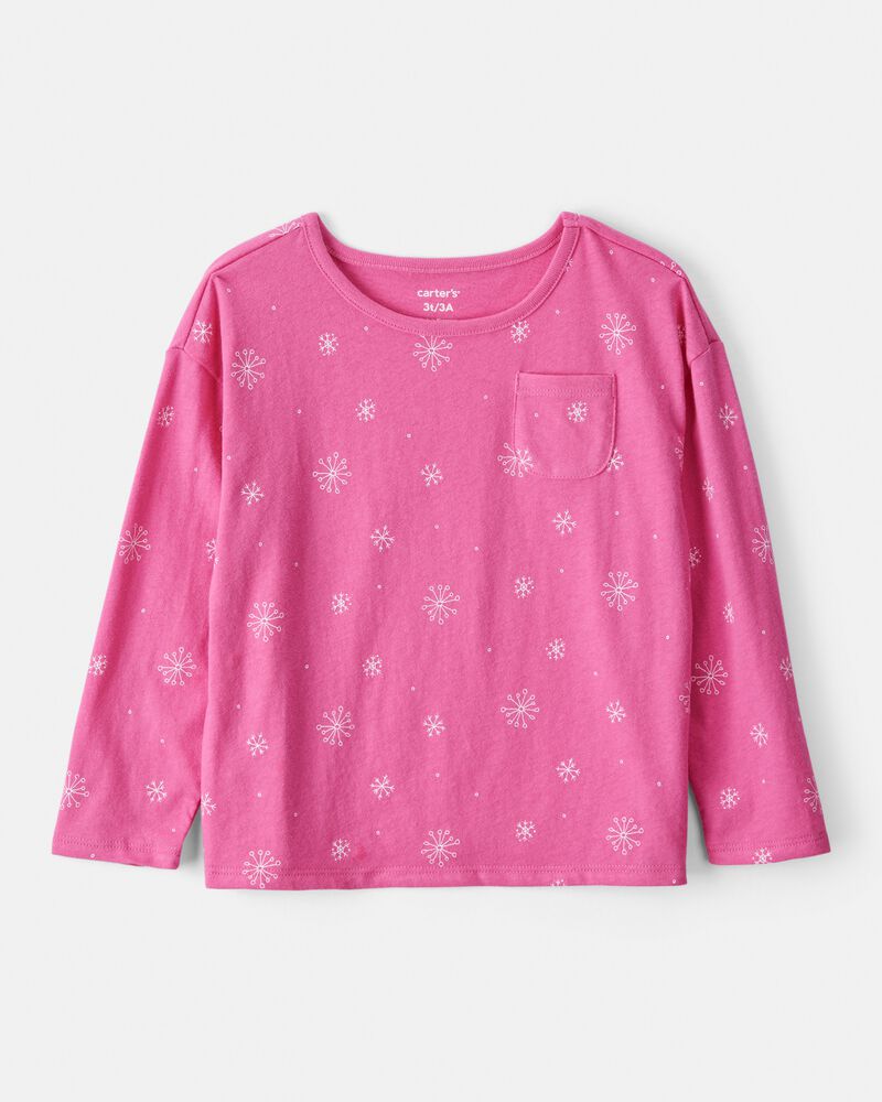 Toddler Girl 2-Piece Snowflake Top & Stretch Cozy Leggings Set - Pink, image 2 of 7 slides
