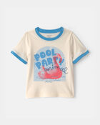 Baby Boy 'Pool Party Animal' Flamingo Graphic Tee - Cream, image 1 of 3 slides