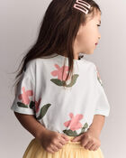 Toddler Girl Rolled Cuff Tee in Floral Print - Light Green, image 1 of 6 slides