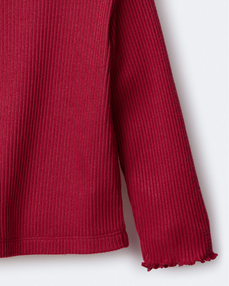 Toddler Girl Mock Neck Long-Sleeve Top - Red, image 6 of 6 slides