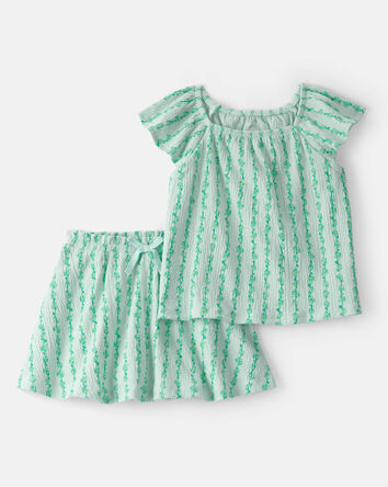 Toddler Girl 2-Piece Vine Top & Skort Set - Green, 