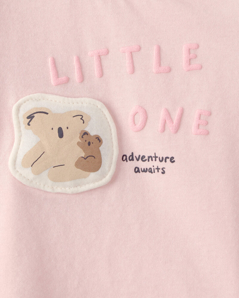 Baby Girl 2-Piece 'Little One' Koala Graphic Tee & Pant Set - Pink, image 4 of 7 slides