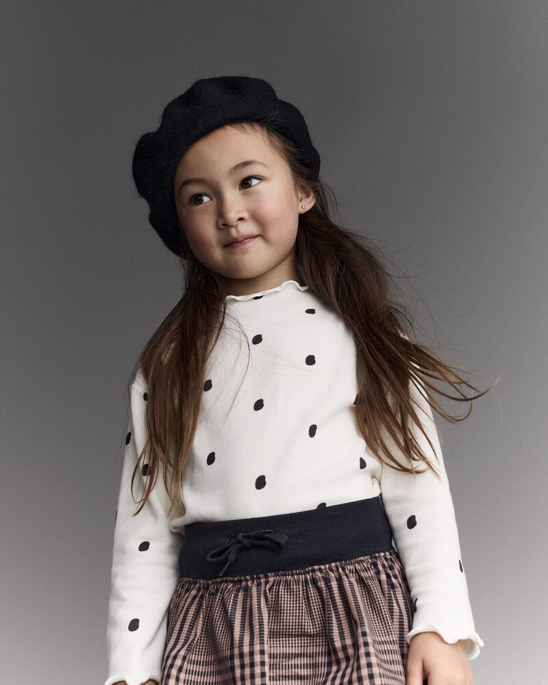 Toddler Girl Polka Dot Mock Neck Long-Sleeve Top - Ivory, image 4 of 6 slides