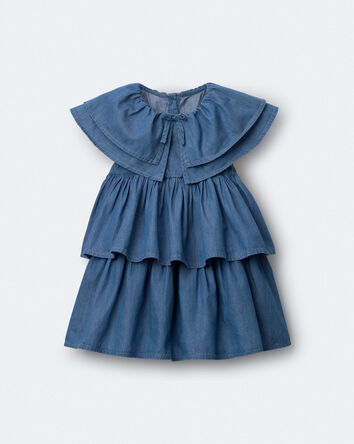 Toddler Girl Ruffle Tiered Dress in Chambray - Blue, 