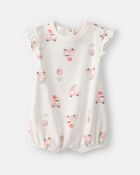 Baby Girl Ice Cream Truck Short-Sleeve Romper - White, image 1 of 3 slides