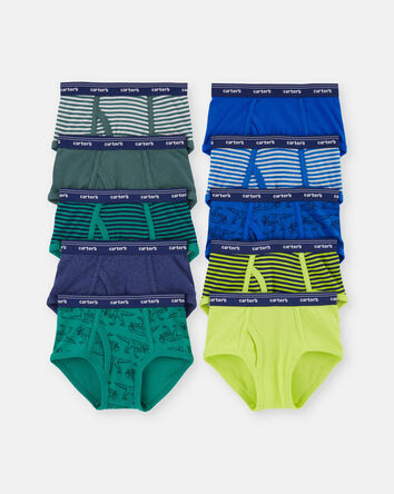 Boys 10-Pack Dinosaur Animal Print Brief Underwear, 