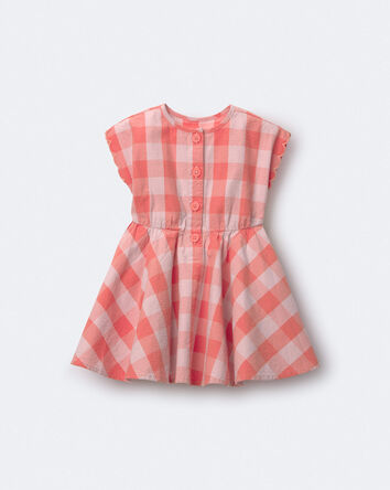 Toddler Girl Avenue Twirl&trade; Gingham Scalloped Dress - Light Pink/Orange, 