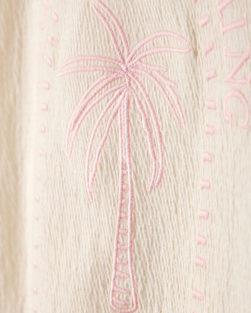 Girls 'Tropical Dreaming' Crinkle Top - Cream, image 2 of 4 slides