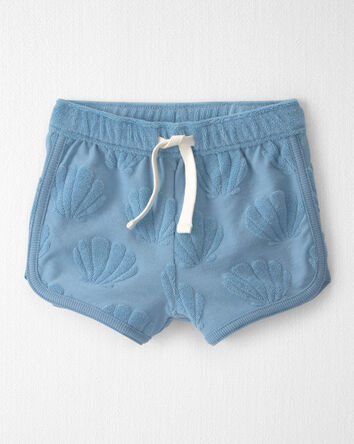 Baby Girl 2-Piece Terry Top & Short Set Made with Organic Cotton in Blue Seashells, 