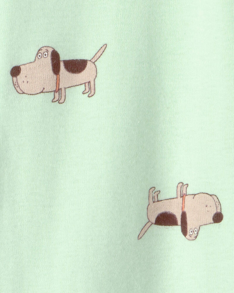 Toddler Dog 100% Cotton Snug Fit 1-Piece Pajama - Green, image 2 of 3 slides