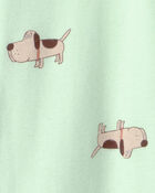 Toddler Dog 100% Cotton Snug Fit 1-Piece Pajama - Green, image 2 of 3 slides